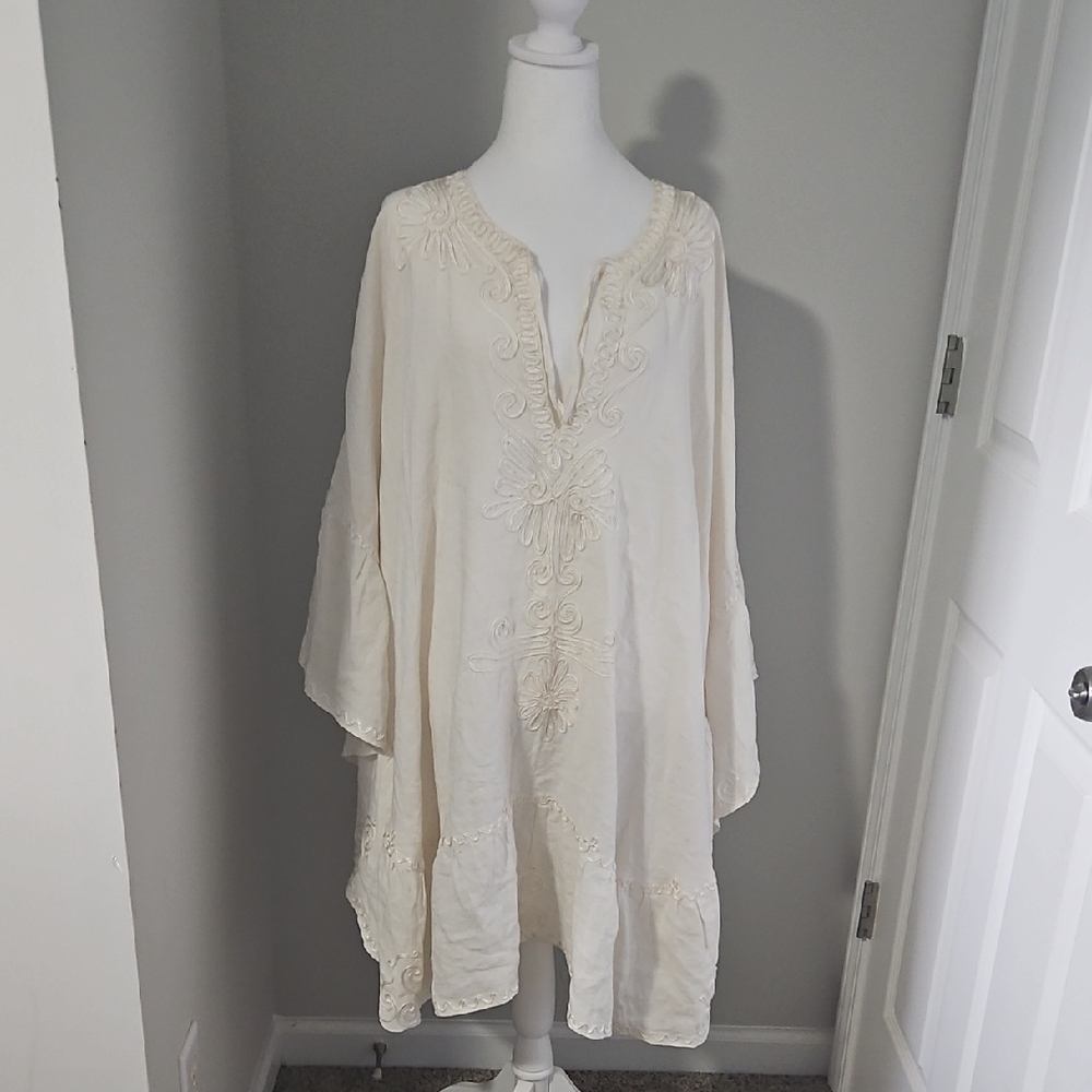 Designer Ivory Embroidered Caftan